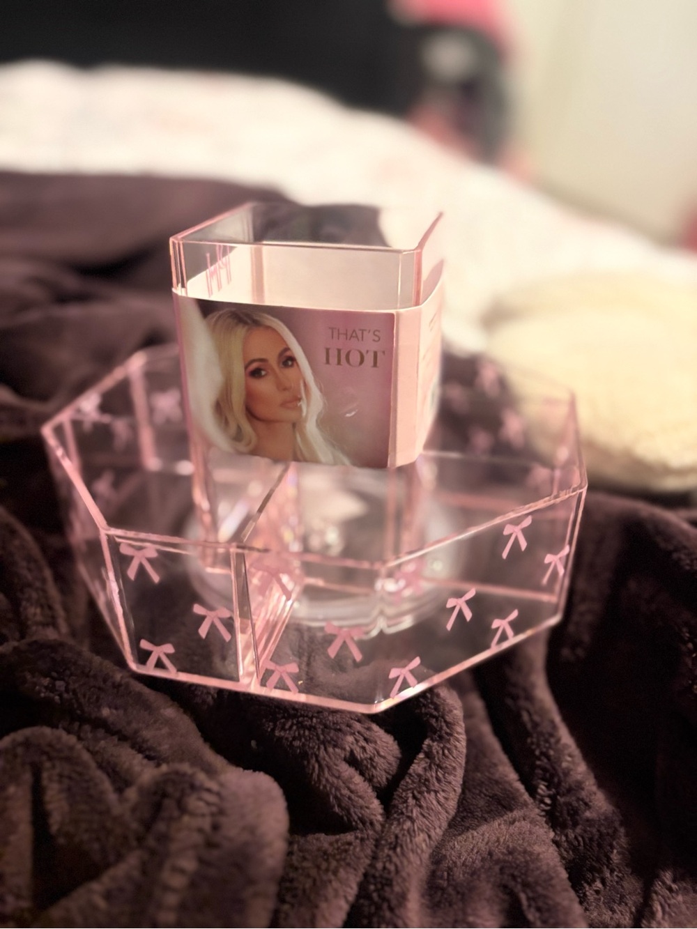 Paris Hilton Pink Acrylic Rotating Makeup Organizer
